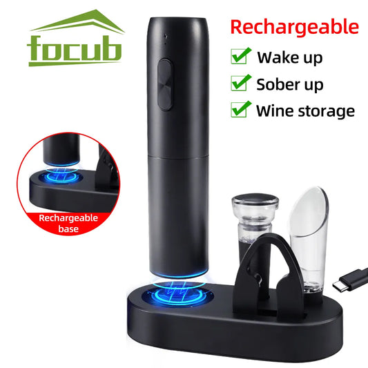 Electric Wine Bottle Opener Automatic Red Wine Corkscrew Rechargeable Wine Opener with Charging Base Wine Lover Kitchen Gadgets